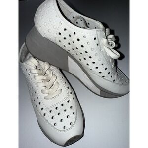 DONALD PLINER Prit White Embossed Leather‎ Platform Sneakers Size 7M RP $159